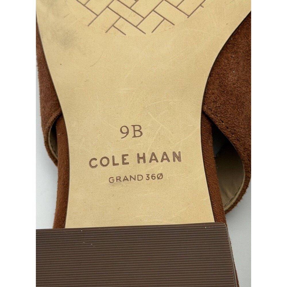 Cole Haan Suede Slingback Heels Pointed Toe Block Heel Brown Women's 9B - Picture 8 of 9